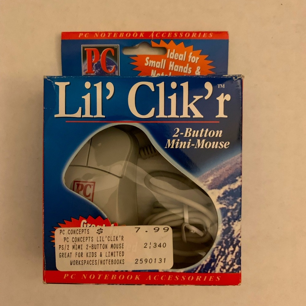 Lil’ Click’r Vintage Two Button Mouse NIB